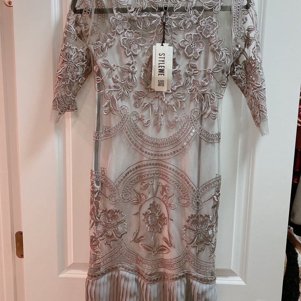 grey sheer dress